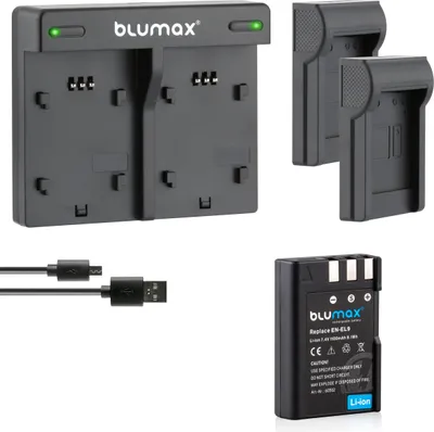 Produktbild von 1x Akku + Lader passend für Nikon EN-EL9 DSLR D60, D40, D40x D5000 D3000 1100 mAh