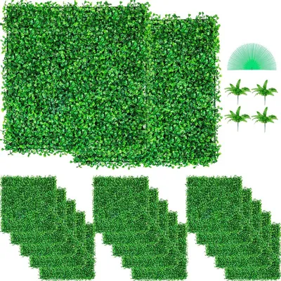 Zdjęcie produktu dla Sztuczne panele z bukszpanu UV 48 szt. Panele ścienne z żywopłotu bukszpanu Sztuczna trawa jako tło ścienne 10 x 10 cali 4 cm Zielona ściana z trawy Sztuczny żywopłot do dekoracji Ogrodzenie zapewniające prywatność Wewnątrz Na zewnątrz Ogród Podwórko