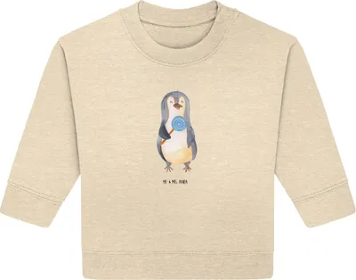 Produktbild von Mr. & Mrs. Panda Organic Baby Pullover Pinguin Lolli 6. - 12. Monat - Natural Raw - Geschenk, Süßigkeiten, Naschen, Spruch, Heißhunger, Pinguine, Bullover