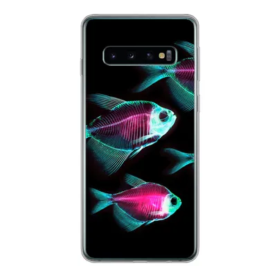 Produktbild von MuchoWow® Handyhülle Schutzhülle Hülle für Samsung Galaxy S10 Fisch - Lila - Blau Silikon Softcase Handy Hülle - Handytasche