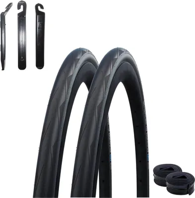 Produktbild von 2 x Schwalbe Durano DD RaceGuard Rennradreifen 25-622 (28 x 1,00") + 2 x Schwalbe SV15 60 mm Schläuche inkl. Reifenheber