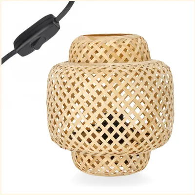 Image de Petite lampe suspendue BOHO BONN MINI 22cm BAMBOU tressé naturel 1xE27 lampe de table en rotin pour salle à manger lampe suspendue couleur : naturel (Ø22cm)