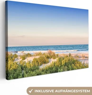 Produktbild von OneMillionCanvasses® - Leinwandbilder - 140x90 cm, Strand - Pflanzen - Licht, Wandbilder Kunstdruck Wanddekoration