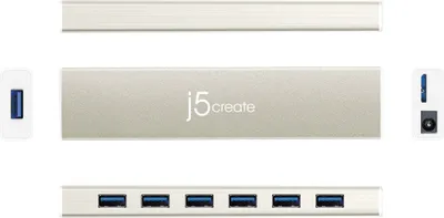 Productafbeelding van j5create JCH377, USB 3.2 Gen 1 (3.1 Gen 1) Micro-B, USB 3.2 Gen 1 (3.1 Gen 1) Type-A, 5000 Mbit/s, 2048 x 1152, Zilver, Aluminium