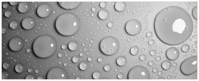 Produktbild von Wallario Premium Glasbild, freischwebende Optik, kräftige Farben, Größe 125 x 50 cm Motiv Wassertropfen in schwarz weiß