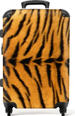 Produktbild von NoBoringSuitcases.com® Großer Koffer - Tigerdruck - Tier - Wildtiere - Tierdruck - Kombinationsschloss TSA - Hartschalen Trolley 4 Rollen - 72 liter - Reisekoffer - 66 cmKoffer Mittelgroß 67x43x25 cm, 72L,