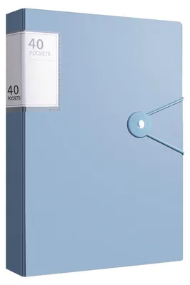 Immagine prodotto di Cartella trasparente A4 con 40 tasche trasparenti, colore blu, realizzata in materiale PP