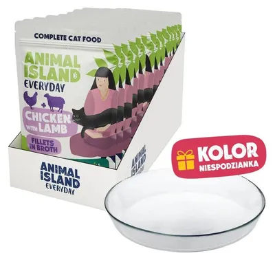 Productafbeelding van ANIMAL ISLAND natvoer voor katten, kip met lam, 12x85g + GRATIS