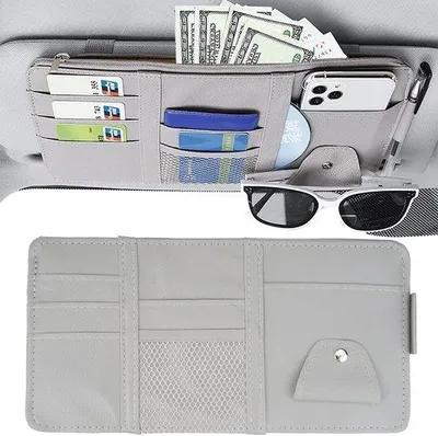 Produktbild von Famanu Auto-Organizer mit Sonnenblendenhalterung - 31 x 15,5 cm, Brillenhalter, Kreditkartenfächer