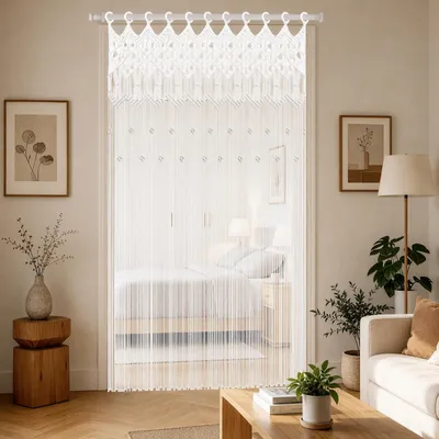 Productafbeelding van Macramé Gordijn 120 x 195 cm van Katoen voor Boho Interieur