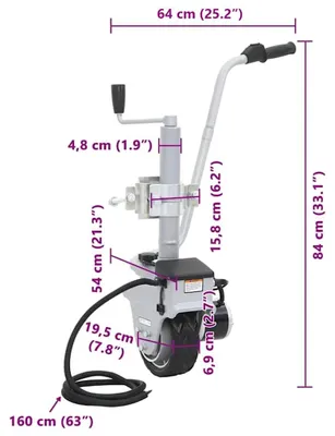 Produktbild von vidaXL Stützrad Motorisiert Rangierhilfe für Anhänger 12V 350W