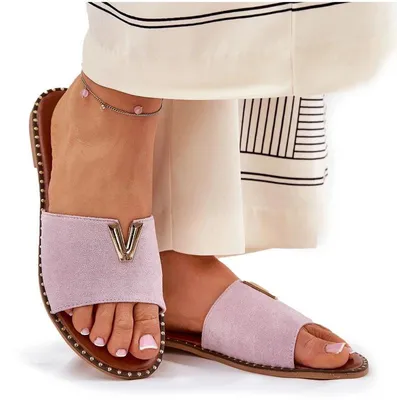 Produktbild von Damen Sandalen Mit Flachem Absatz Und Dekorativen Details Violett Saliena 37