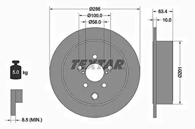 Obrázok produktu pre 2 brzdové kotúče Textar 286 mm vzadu pre Toyotu GT