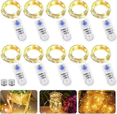 Immagine prodotto di Ghirlanda luminosa a candela, 2 m, 20 LED, timer, alimentazione a batteria, per interni ed esterni, Natale
