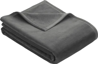 Produktbild von Ibena Kuscheldecke Berlin 150x200 cm - Baumwollmischdecke anthrazit einfarbig, Wolldecke, Sofadecke kuschelweich