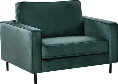 Zdjęcie produktu dla BELIANI Fotel ciemnozielony welurowy tapicerowany do salonu metalowe nóżki retro design