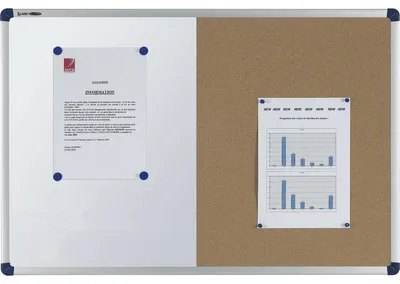 Produktbild von Nobo Kombi Kork/Weisswandt. 60 x 90cm, Beige, Weiß, 900 mm, 600 mm, 630 mm, 28 mm, 995 mm