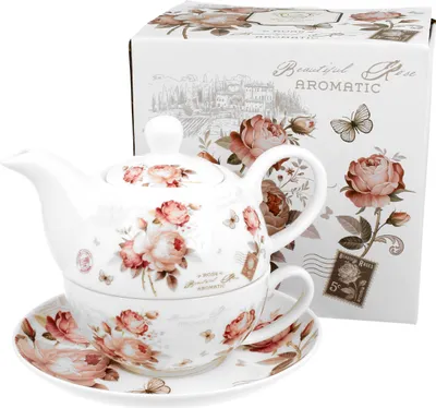 Produktbild von DUO FLORAL Tasse mit Teekanne SECESSION New Bone China Porzellan