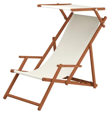 Produktbild von Sonnenliege weiß Liegestuhl Sonnendach Kissen Gartenliege Deckchair Holz Gartenmöbel 10-303SKH