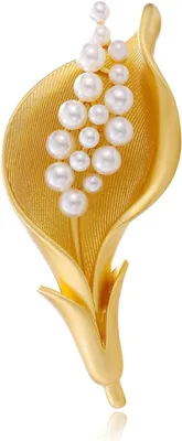 Imagen del producto de Alfiler de solapa con forma de lirio, color dorado, joya floral, accesorio para mujer
