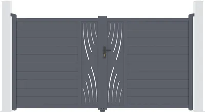 Produktbild von Flügeltor 3m VELETA H.180cm + Gartentür 1m VELETA H.180cm aluminium grau