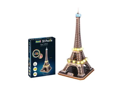 Produktbild von Revell 3D Puzzle Eiffelturm, LED Edition, mit Beleuchtung, 84 Teile, ab 10 Jahren, 00150