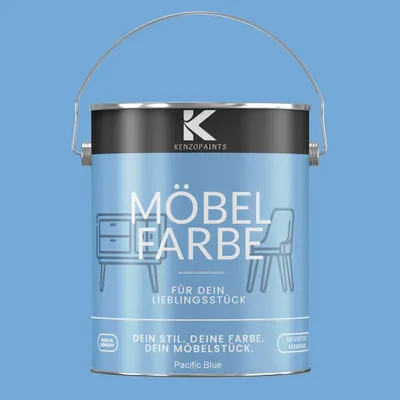 Produktbild von Kenzopaints 2,5Liter Möbelfarbe Möbellack Buntlack Farbraum - Pacific Blue