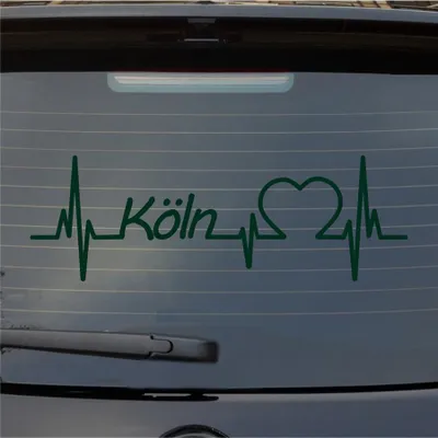 Produktbild von Heckscheibenaufkleber Köln Herz Puls Stadt Liebe 55x18 cm Dunkelgrün Auto Aufkleber Sticker