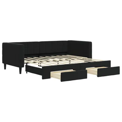 Obrázek produktu pro vidaXL Rozkládací postel se zásuvkami černá 90x190 cm Velvet