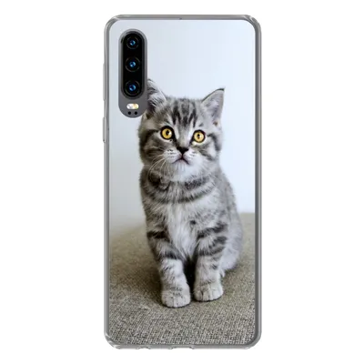 Produktbild von MuchoWow® Handyhülle Schutzhülle Hülle für Huawei P30 Kätzchen - Augen - Gelb - Mädchen - Kinder - Jungen - Kinder Silikon Softcase Handy Hülle - Kartenbesitzer