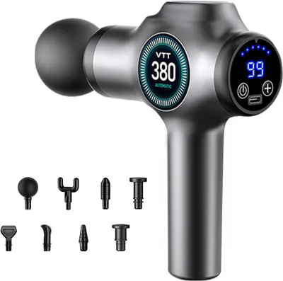 Produktbild von Massagepistole Tiefengewebe, 99 Geschwindigkeiten Massage Gun mit LCD-Touchscreen & 8 Massageköpfen, Tragbares Geräuscharmes Massagegerät