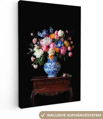 Produktbild von Leinwand Bilder 60x90 cm - Blumen - Rosen, Wandbilder, Wanddeko Wohnzimmer, Bild