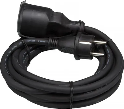 Produktbild von Perel Verlängerungskabel, H05RR-F 3G1.5, 5 m, 16 A/230 V, 3680 W, Typ E/F, IP44, Gummi, schwarz