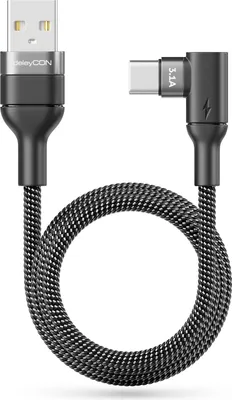 Produktbild von deleyCON 0,5m USB C Kabel Kurz Winkel 90 Grad USB-A auf USB-C Ladekabel Datenkabel Gewinkelt für iPhone 17 16 15 Pro Max Air Galaxy A16 A56 S25 S24 S23 Pixel AirPods Notebook PS5