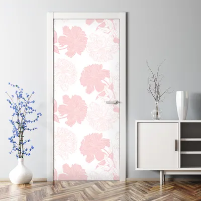 Produktbild von Dekorative Türfolie selbstklebend Klebefolie Aufkleber Abnehmbarer Rosa Blumen 77 x 200 cm