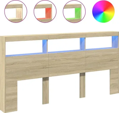 Produktbild von vidaXL LED-Kopfteil mit Ablagen Sonoma-Eiche 200x17x102 cm