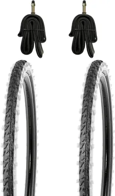 Produktbild von 2x 26 Zoll Reifen Kenda 26x1.95 Zoll 50-559 mit Weisswand inkl. Schläuche mit Dunlopventilen