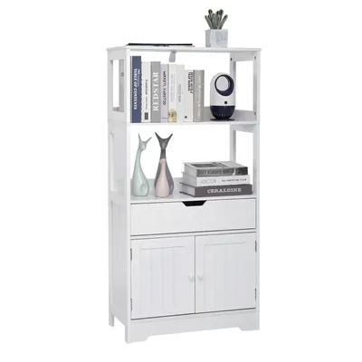 Image de Meerveil Armoire de salle de bain avec tiroir 60 x 30 x 121cm Blanc