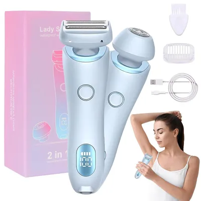 Produktbild von Epilierer Damen Elektrischer Rasierer Intimrasierer für Frauen Damenrasierer Nass-Trockenrasierer Ipx7 Wasserdicht Trimmer für Bikinizone Achseln Blau