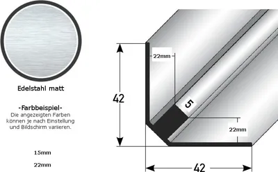 Produktbild von Treppeninnenecke "Ardsley", Einfassung: 15 - 22 mm (Edelstahl matt, gebohrt)-1000-22
