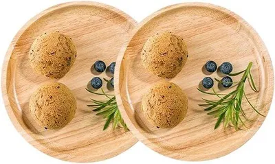 Obrázok produktu pre Dve drevené misy, drevený servírovací tanier, okrúhly drevený podnos, drevená misa na ovocie, na občerstvenie, orechy, ovocie, poháre, váza
