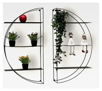 Produktbild von Wandregal Metall Schwarz Rund 80 cm Wandmontage Modern