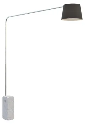 Zdjęcie produktu dla Nowoczesna lampa stojąca narożna, biały marmur, czarny abażur z tkaniny, 1 żarówka E27
