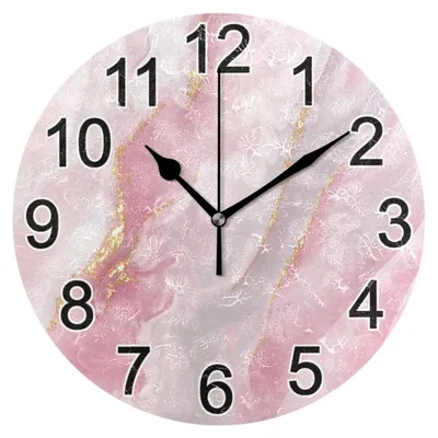 Runde Marmor-Wanduhr, 25 cm, geräuschlos, batteriebetrieben