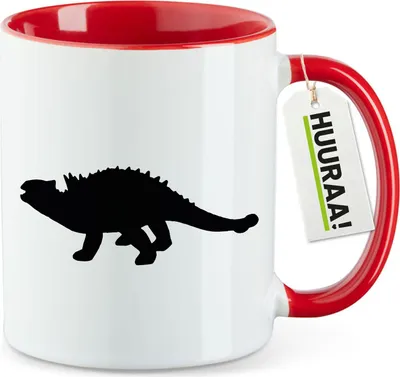 Produktbild von Huuraa Kaffeetasse Ankylosaurus Dinosaurier 330ml Rot Keramik Kaffeebecher Geschenkidee
