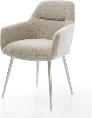 Produktbild von DELIFE Esszimmerstuhl Pejo-Flex Webstoff Soft Beige 4-Fuß konisch Edelstahl Taschenfederkern