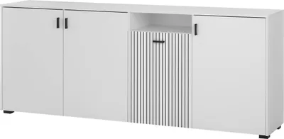 Produktbild von LIVOJO M17 Wohnzimmer Sideboard breit 200 x 80 x 42 cm Weiß Matt & Schwarz