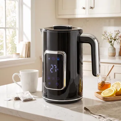 Produktbild von Wasserkocher 1,7l 2200W mit LED-Display, einstellbarer Temperatur & Warmhaltefunktion, Schwarz