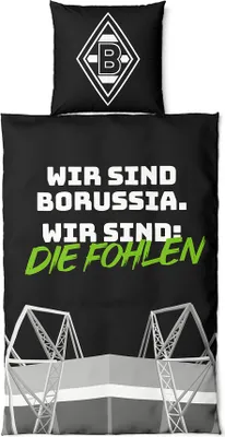 Produktbild von Borussia Mönchengladbach Bettwäsche "Glow in the Dark" schwarz/grün