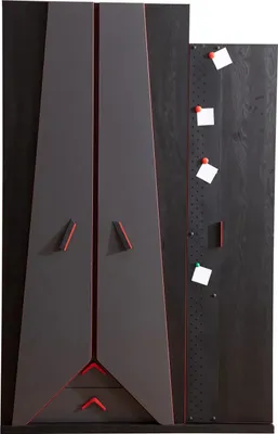 Image de Armoire de chambre d'enfant moderne noire et rouge Armoire en bois Gamer